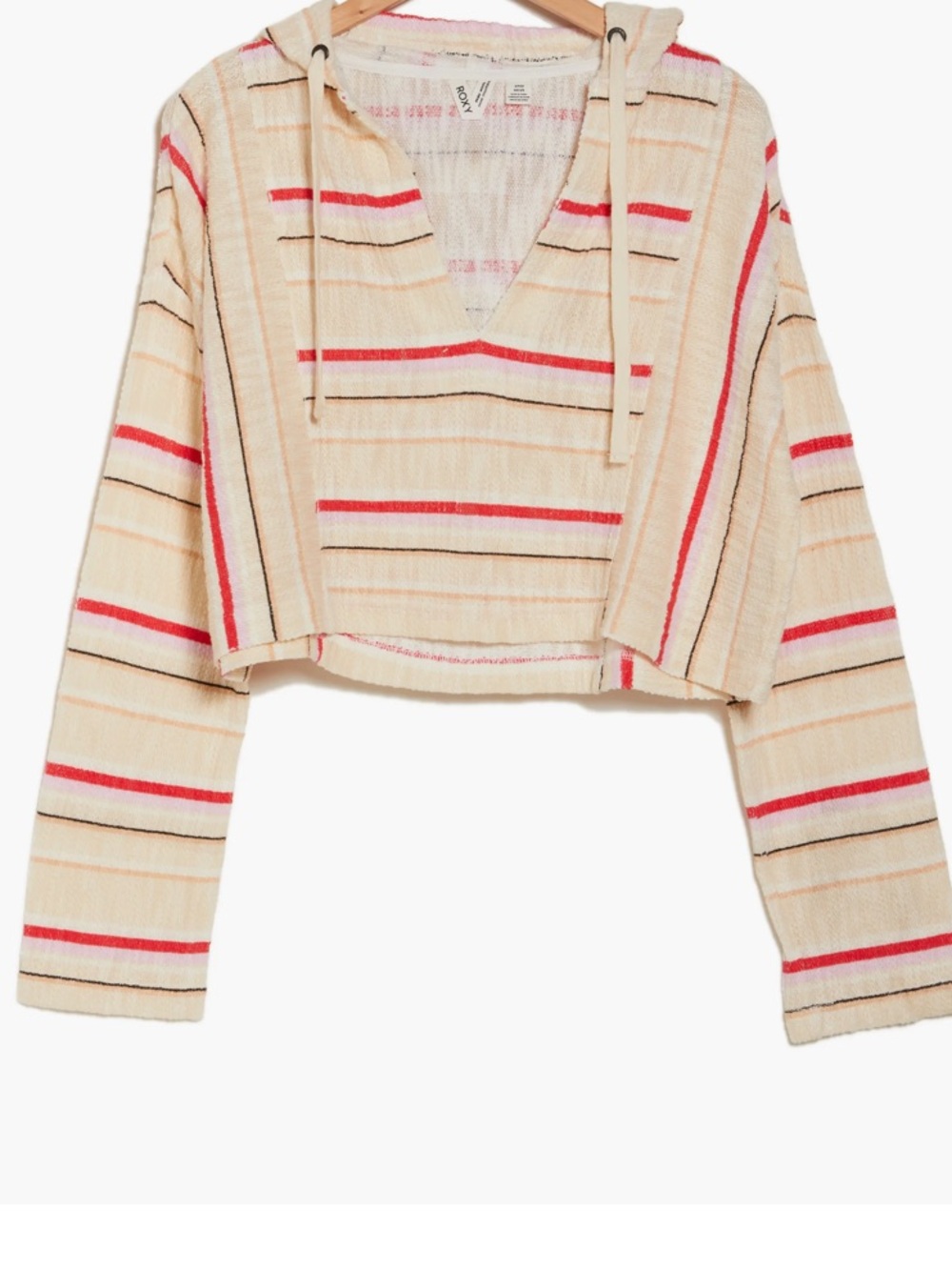 Roxy Todos Santos boxy cropped hoodie striped Beachy large